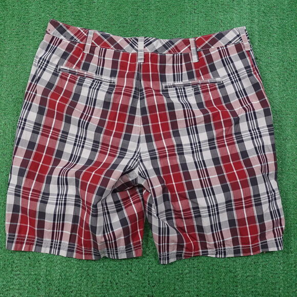 CROFT & BARROW RED CHECK FLAT FRONT CHINO SHORTS MENS SIZE 38 - Picture 3 of 5